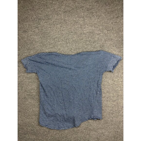 Velvet by Graham & Spencer Shirt Womens Medium Blue Striped V-Neck Made USA - Picture 6 of 6